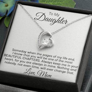 iWow Meaningful Quote Daughter Gift from Mom - Beautiful Chapters - Forever Love Necklace, Daughter Necklace, Gifts to Daughter, Necklace from Mom, Daughter Gift Standard Box